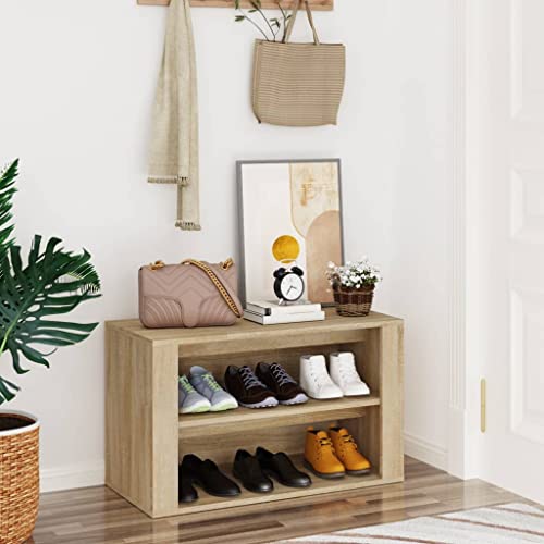 FIRBNUS Schuhregal Sonoma-Eiche 75x35x45 cm Holzwerkstoff Schuhorganizer Schuhaufbewahrung Schuhschrank Holz Shoe Rack Holzschrank für Eingang Flur Ausreichender Stauraum Praktische & Elegante von FIRBNUS