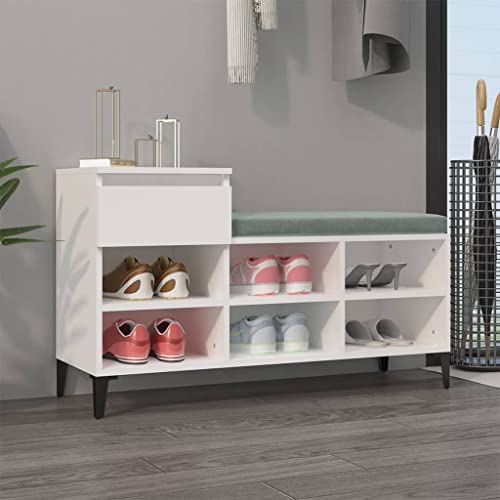 FIRBNUS Schuhregal Weiß 102x36x60 cm Holzwerkstoff Schuhorganizer Schuhaufbewahrung Stauraum Schrank Schuhschrank Holz Shoe Rack Holzschrank für Eingang Flur Praktische & Elegante Design von FIRBNUS