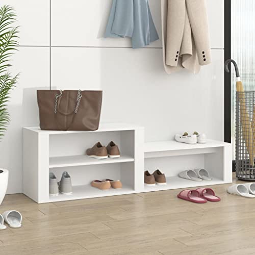 FIRBNUS Schuhschrank Weiß 150x35x45 cm Holzwerkstoff Schuhorganizer Schuhaufbewahrung Schuhschrank Holz Shoe Rack Holzschrank für Eingang Flur Ausreichender Stauraum Praktische & Elegante von FIRBNUS