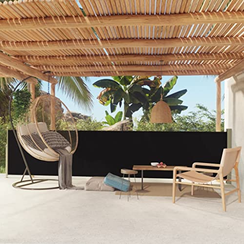 FIRBNUS Seitenmarkise Ausziehbar 117x500 cm Schwarz Sichtschutz Balkon Sichtschutz Garten Sonnenschutz Terrasse Sonne- und Windschutz für Balkon Terrasse Garten Schlichte und Stilvolle Design von FIRBNUS