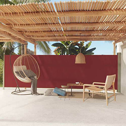 FIRBNUS Seitenmarkise Ausziehbar 160x600 cm Rot Sichtschutz Balkon Sichtschutz Garten Sonnenschutz Terrasse Sonne- und Windschutz für Balkon Terrasse Garten Schlichte und Stilvolle Design von FIRBNUS