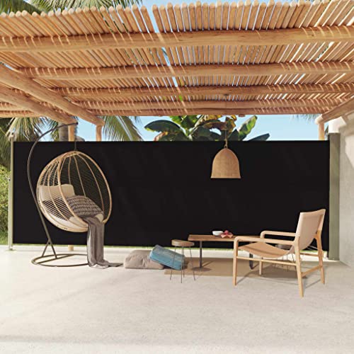 FIRBNUS Seitenmarkise Ausziehbar 180x600 cm Schwarz Sichtschutz Balkon Sichtschutz Garten Sonnenschutz Terrasse Sonne- und Windschutz für Balkon Terrasse Garten Schlichte und Stilvolle Design von FIRBNUS