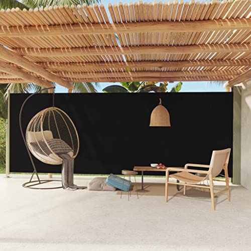 FIRBNUS Seitenmarkise Ausziehbar 200x600 cm Schwarz Sichtschutz Balkon Sichtschutz Garten Sonnenschutz Terrasse Sonne- und Windschutz für Balkon Terrasse Garten Schlichte und Stilvolle Design von FIRBNUS