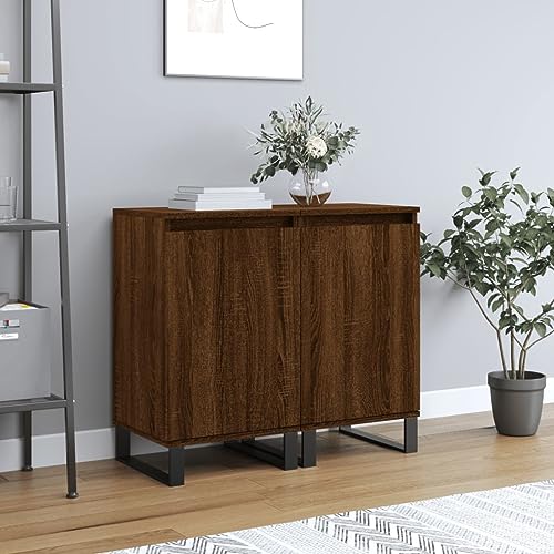 FIRBNUS Sideboard 2 STK. Beistellschrank Aufbewahrungsmöbel für Schlafzimmer Wohnzimmer Küche oder Büro Minimalistischen Design Braun Eichen-Optik 40x35x70 cm von FIRBNUS
