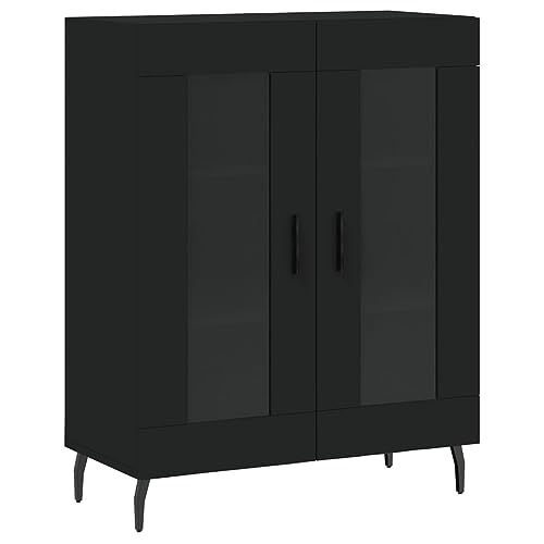 FIRBNUS Sideboard Beistellschrank Aufbewahrungsmöbel für Wohnzimmer Küche Schlafzimmer oder Büro Minimalistischen Design Schwarz 69,5x34x90 cm von FIRBNUS