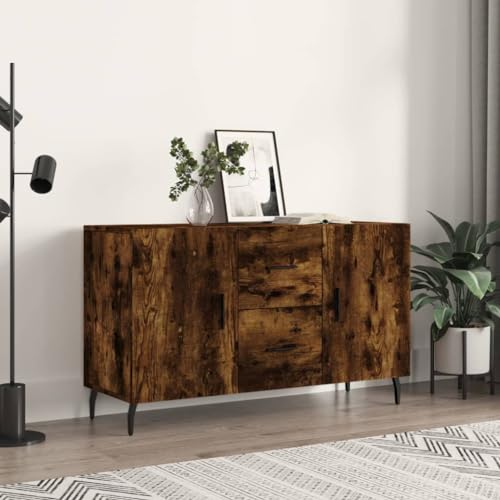 FIRBNUS Sideboard Eiche Rauch 100 x 36 x 60 cm aus mehrschichtigem Holz Mehrzweckschrank Küche Möbel Eingangsbereich platzsparend Wohnzimmermöbel von FIRBNUS