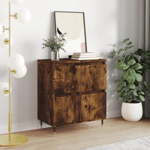 FIRBNUS Sideboard Eiche Rauch 60 x 35 x 70 cm aus mehrschichtigem Holz Wohnzimmermöbel Mehrzweckschrank Eingangsbereich platzsparend Küchenschrank niedriger Stil modern von FIRBNUS
