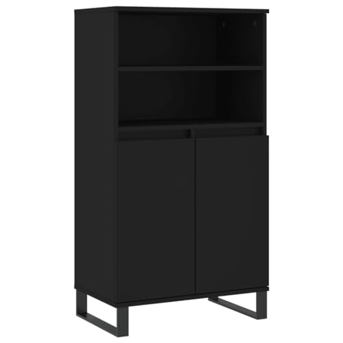 FIRBNUS Sideboard Minimalistischen Design Beistellschrank Aufbewahrungsmöbel für Wohnzimmer Schlafzimmer Küche oder Büro Schwarz 60x36x110 cm von FIRBNUS