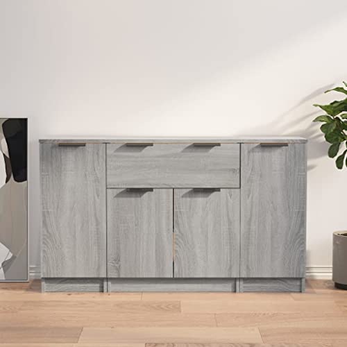 FIRBNUS Sideboard für Eingangsbereich und Wohnzimmer, 30 x 30 x 70 cm, 3 Stück, Sideboard mit Schubladen, Anrichte mit niedriger Anrichte für Wohnzimmer, Sonoma-Grau von FIRBNUS