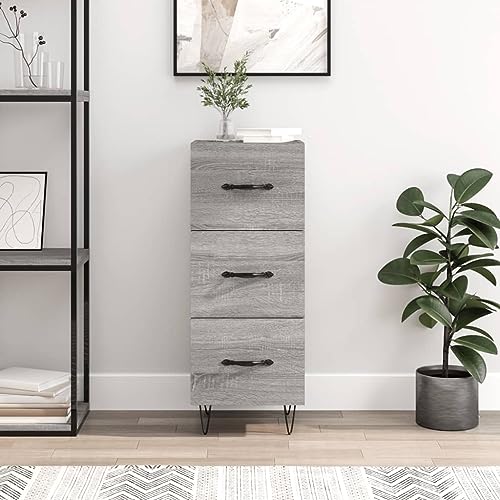 FIRBNUS Sideboard für Eingangsbereich und Wohnzimmer, 34,5 x 34 x 90 cm, Buffet mit Schubladen, Anrichte mit niedriger Anrichte für Wohnzimmer, Schrank + Küche, Sonoma-Grau von FIRBNUS