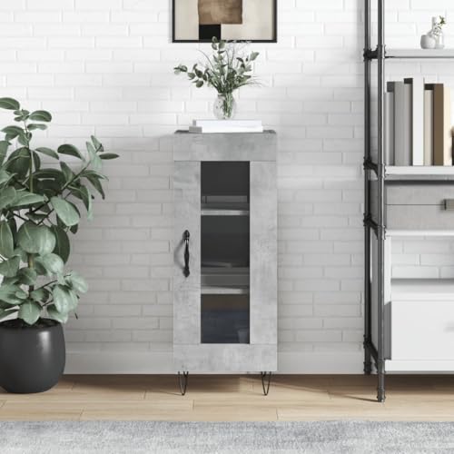 FIRBNUS Sideboard mit Schubladen 34,5 x 34 x 90 cm aus mehrschichtigem Holz, Buffet-Möbel, Küchenmöbel, Wohnzimmer-Möbel, Wohnzimmermöbel, Eingangsbereich, Betongrau von FIRBNUS