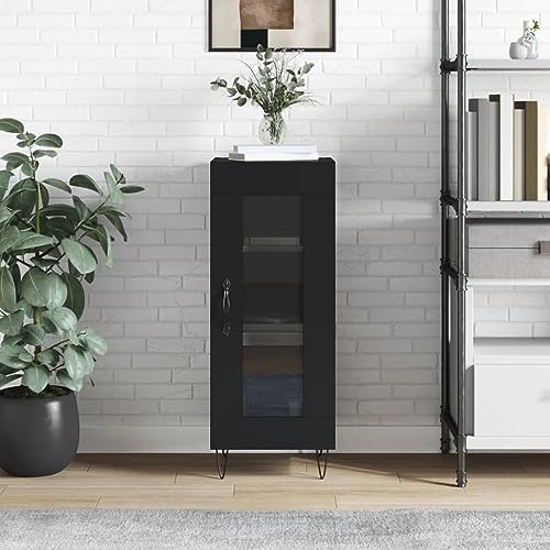 FIRBNUS Sideboard mit Schubladen 34,5 x 34 x 90 cm aus mehrschichtigem Holz, Buffet-Möbel, Küchenmöbel, Wohnzimmer-Möbel, Wohnzimmermöbel, Eingangsbereich, Schwarz von FIRBNUS
