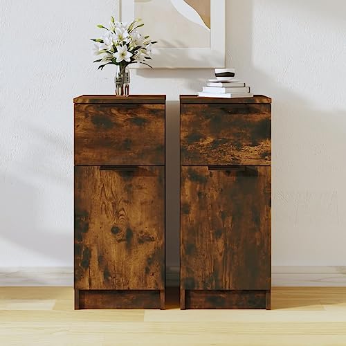 FIRBNUS Sideboards 2 Stück, Eiche Rauch, 30 x 30 x 70 cm, aus mehrschichtigem Holz, Mehrzweckschrank, platzsparend, Küchenmöbel, Wohnzimmer-Möbel, Eingangsbereich, platzsparend, klassisches Sideboard FIRBNUS Sideboards 2 Stück, Eiche Rauch, 30 x 30 x 70 cm, aus mehrschichtigem Holz, Mehrzweckschrank, platzsparend, Küchenmöbel, Wohnzimmer-Möbel, Eingangsbereich, platzsparend, klassisches Sideboard von FIRBNUS