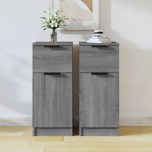 FIRBNUS Sideboards 2 Stück, Sonoma-Grau, 30 x 30 x 70 cm, aus mehrschichtigem Holz, Mehrzweckschrank, platzsparend, Küchenmöbel, Wohnzimmer-Möbel, Eingangsbereich, platzsparend, klassisches Sideboard FIRBNUS Sideboards 2 Stück, Sonoma-Grau, 30 x 30 x 70 cm, aus mehrschichtigem Holz, Mehrzweckschrank, platzsparend, Küchenmöbel, Wohnzimmer-Möbel, Eingangsbereich, platzsparend, klassisches Sideboard von FIRBNUS