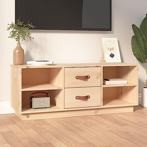 FIRBNUS TV-Schrank 100x34x40 cm TV Cabinet TV Unterschrank TV Schrank Holz Kommode Holz Möbel Wohnzimmer TV Kommode Sideboard Holz Lowboard Holz TV Lowboard Holz Massivholz Kiefer von FIRBNUS