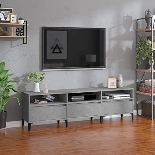 FIRBNUS TV-Schrank 150x30x44,5 cm Holzwerkstoff Lowboard Holz Sideboard Holz Sideboard Industrial Living Room Furniture TV Cabinet TV Unterschrank TV Schrank Holz Fernsehkommode Betongrau von FIRBNUS