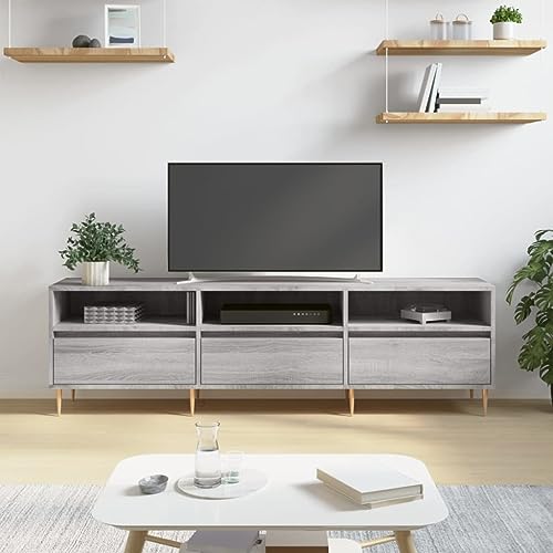 FIRBNUS TV-Schrank Grau Sonoma 150x30x44,5 cm Holzwerkstoff Sideboard Holz Fernseh Sideboard Lowboard Holz TV Board Fernsehschrank TV Cabinet TV Unterschrank TV Schrank Holz Living Room Furniture von FIRBNUS