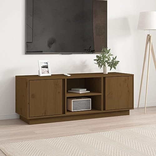 FIRBNUS TV-Schrank Honigbraun 110x35x40,5 cm Holz Kiefer Lowboard Fernsehschrank TV Cabinet Unterschrank Fernsehkommode Wohnzimmer Möbel Industrial von FIRBNUS