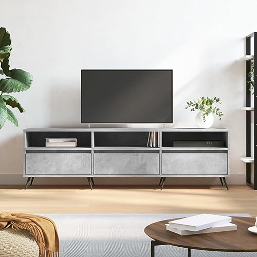 FIRBNUS TV-Schrank Lowboard Holz Sideboard Holz Sideboard Industrial Living Room Furniture TV Unterschrank TV Schrank Holz Fernsehkommode Holzwerkstoff Betongrau 150x30x44,5 cm von FIRBNUS