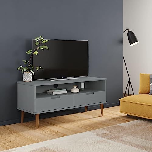 FIRBNUS TV-Schrank MOLDE Grau 106x40x49 cm Massivholz Kiefer TV Kommode Sideboard Holz TV Lowboard Holz Schrank Schubladen Sideboard Fernseher Wonzimer Möbel TV Schrank Holz Kommode Holz von FIRBNUS