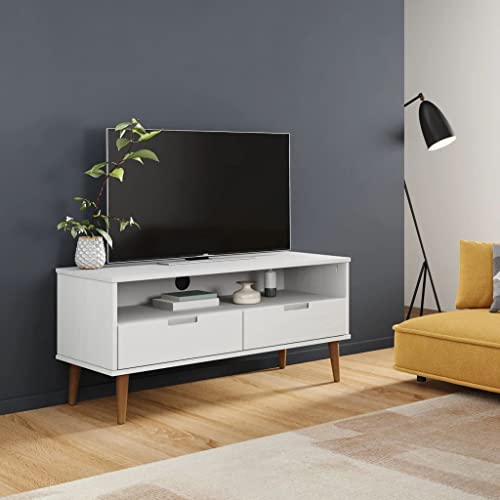 FIRBNUS TV-Schrank MOLDE Weiß 106x40x49 cm Massivholz Kiefer Kommode Holz TV Kommode Sideboard Holz TV Lowboard Holz Schrank Schubladen Sideboard Fernseher Wonzimer Möbel TV Schrank Holz von FIRBNUS