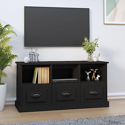 FIRBNUS TV-Schrank Schwarz 100x35x50 cm Holzwerkstoff Kommode Industrial TV Cabinet TV Unterschrank TV Schrank Holz Kommode Holz Sideboard Holz TV Lowboard Holz Schrank Schubladen von FIRBNUS