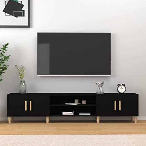 FIRBNUS TV-Schrank Schwarz 180x31,5x40 cm Holzwerkstoff Fernseher Schrank TV Cabinet TV Unterschrank TV Schrank Holz Sideboard Holz Sideboard Industrial Wonzimer Möbel TV Board Lowboard Holz von FIRBNUS