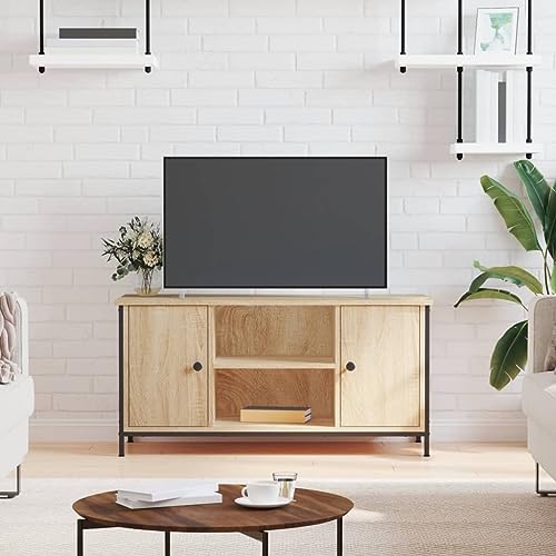 FIRBNUS TV-Schrank Sonoma-Eiche 100x40x50 cm Holzwerkstoff TV Möbel TV Unterschrank TV Schrank Holz Fernsehkommode Lowboard Holz Sideboard Holz TV Sideboard Sideboard Industrial TV Cabinet von FIRBNUS