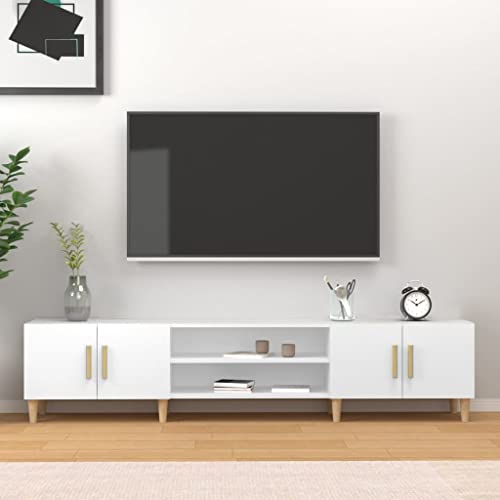 FIRBNUS TV-Schrank Weiß 180x31,5x40 cm Holzwerkstoff TV Board Lowboard Holz Fernseher Schrank TV Cabinet TV Unterschrank TV Schrank Holz Sideboard Holz Sideboard Industrial Wonzimer Möbel von FIRBNUS