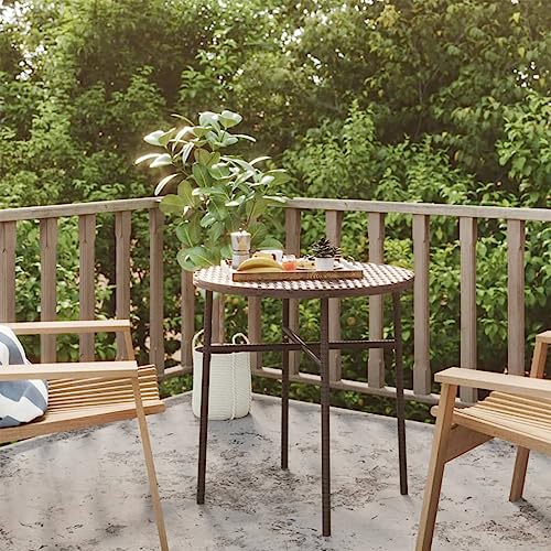 FIRBNUS Teetisch Braun 45 cm Polyrattan Gartentisch Couchtisch Runder Tisch Tisch Bar Tisch Bistrotisch Kaffeetisch Rattan Outdoor von FIRBNUS