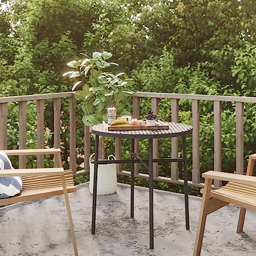 FIRBNUS Teetisch Schwarz 45 cm Polyrattan Tisch Outdoor Gartentisch Couchtisch Runder Tisch Tisch Bar Tisch Bistrotisch Kaffeetisch Kaffeetisch von FIRBNUS