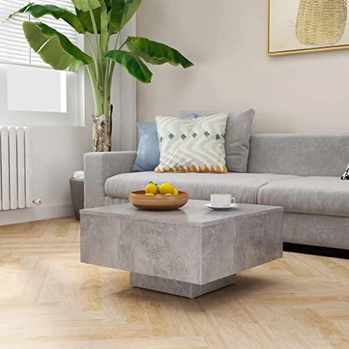 FIRBNUS Tisch Wohnzimmer für Couch 60x60x31,5 cm Couchtische Beistelltisch Holz Wohnzimmertisch Modern Design Coffee Table Quadratisch Robust Haltbarkeit Betongrau Holzwerkstoff Metall von FIRBNUS