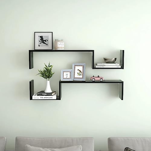 FIRBNUS Wandregal Design 100 x 15 x 20 cm Regal Kinderzimmer Würfel Wandregal Bücherregal Eckregale für Wand Bücherregal vertikal schwarz von FIRBNUS