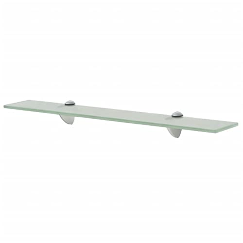FIRBNUS Wandregal Glas 60x10x0,8 cm Hängeregal Regal Glas Schwebend für Wohnzimmer Badezimmer Schwebendes Glasregal Ablagen Mattiertes Weiß Gehärtetes Sicherheitsglas Zink Legierung von FIRBNUS