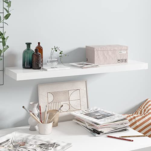 FIRBNUS Wandregal weiß glänzend 90 x 23,5 x 3,8 cm aus MDF Wandregal Elegantes Ausstellungsregal Dekorative Funktion Schlafzimmer zum Platzieren von Preisen Bücher Sammlerstücke FIRBNUS Wandregal weiß glänzend 90 x 23,5 x 3,8 cm aus MDF Wandregal Elegantes Ausstellungsregal Dekorative Funktion Schlafzimmer zum Platzieren von Preisen Bücher Sammlerstücke von FIRBNUS