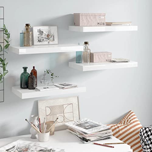 FIRBNUS Wandregale 4 Stück Weiß glänzend 50 x 23 x 3,8 cm aus MDF Wandregale Elegantes Ausstellungsregal Dekorative Funktion Schlafzimmer zum Platzieren von Preisen Bücher Sammlerstücke FIRBNUS Wandregale 4 Stück Weiß glänzend 50 x 23 x 3,8 cm aus MDF Wandregale Elegantes Ausstellungsregal Dekorative Funktion Schlafzimmer zum Platzieren von Preisen Bücher Sammlerstücke von FIRBNUS