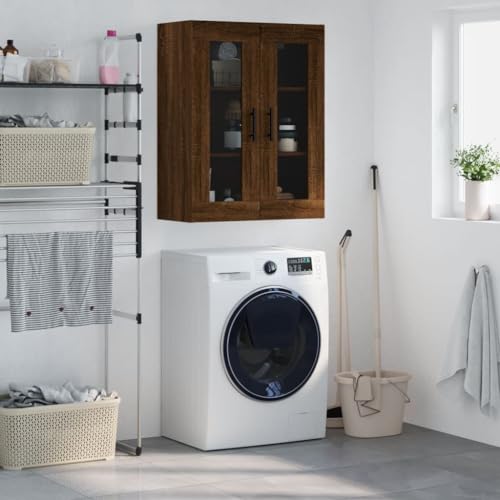 FIRBNUS Wandschrank Eiche Braun 69,5 x 34 x 90 cm Hängeschrank Badezimmer Hängeschrank Küche Schrank Badezimmer Platzsparend Wandbücherregal Hängeschrank Vielseitig Hängeschrank Wohnzimmer Elegant von FIRBNUS