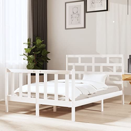 FIRBNUS Weißer Bettrahmen aus massivem Kiefernholz, 140 x 190 cm, Bettgestell für Einzelbett, Bettrahmen aus Holz FIRBNUS Weißer Bettrahmen aus massivem Kiefernholz, 140 x 190 cm, Bettgestell für Einzelbett, Bettrahmen aus Holz von FIRBNUS