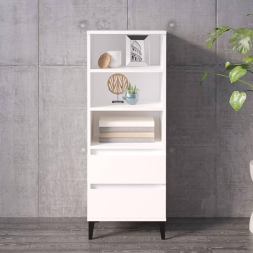 FIRBNUS Weißes Sideboard 40 x 36 x 110 cm aus mehrschichtigem Holz Mehrzweckschrank für Küche, Eingangsbereich, platzsparend, Wohnzimmermöbel von FIRBNUS