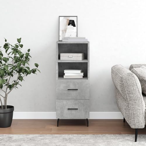 FIRBNUS Wohnzimmermöbel 34,5 x 34 x 90 cm aus mehrschichtigem Holz Sideboard Wohnzimmer Anrichte Moderne Küche Anrichte Küche Schrank Betongrau von FIRBNUS