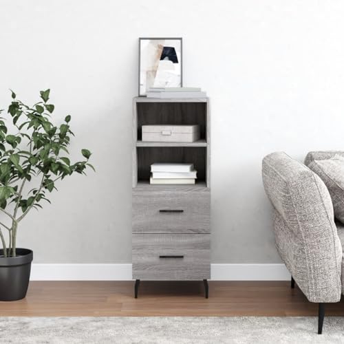 FIRBNUS Wohnzimmermöbel 34,5 x 34 x 90 cm aus mehrschichtigem Holz Sideboard Wohnzimmer Anrichte Moderne Küche Sideboard Küchenmöbel Sonoma Grau von FIRBNUS