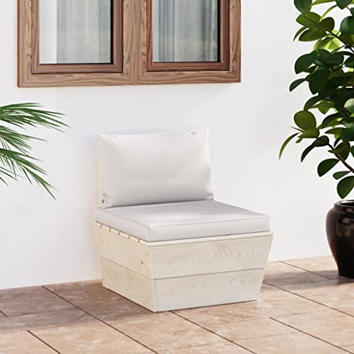 FIRBNUS Zentrales Gartensofa auf Paletten mit Creme, Kissen 60 x 60 x 65 cm, Gartenstuhl, Gartenstühle, Outdoor-Stühle, Gartenmöbel, aus Tannenholz von FIRBNUS