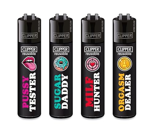 Clipper Feuerzeuge Adult Slogan 2 (FFX - Limited Edition, 4er Set), Sonderserie 2025 von FIRE-FLOW
