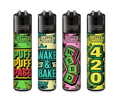 Clipper Feuerzeuge Weed Statements 7 (4er Set) von FIRE-FLOW