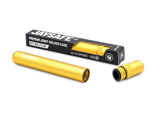 FIRE-FLOW™ JAYSAFE® - Premium Joint Holder Case für alle Filtergrößen, Aktivkohlefilter, Aluminium Hülle, Metall Tube, Geruchsdicht, Wasserdicht (Gold) von FIRE-FLOW