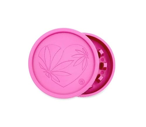 FIRE-FLOW Hemp - Grinder 420 Heart (55mm), 2 Teile, Crusher Pollen, Kräuter, Gewürze (Pink) von FIRE-FLOW