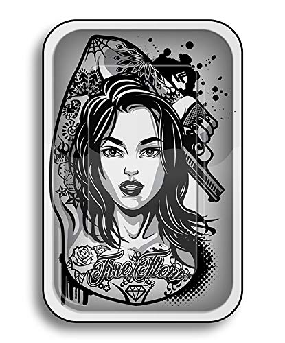 FIRE-FLOW Rolling Tray Metal SMALL Tattoo Girl von FIRE-FLOW