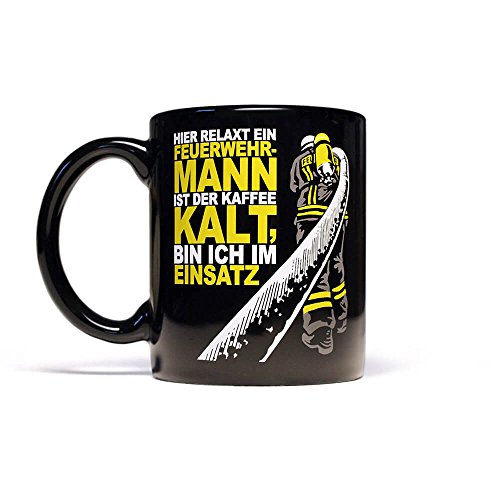 Feuerwehrmann Porzellan Becher - Ist der Kaffee kalt bin ich im Einsatz - 300 ml Heißgetränk Tasse für Fans von retten löschen bergen schützen von FIRE & FIGHT Streetwear