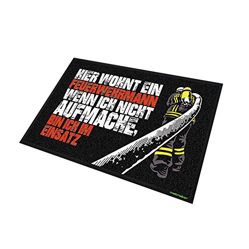 Fußmatte Feuerwehrmann - wenn ich nicht aufmache bin ich im Einsatz - Fanartikel 75x50cm wetterbeständig Haustür Wohndekoration Geschenkidee Accessoire Fußmatte Feuerwehrmann - wenn ich nicht aufmache bin ich im Einsatz - Fanartikel 75x50cm wetterbeständig Haustür Wohndekoration Geschenkidee Accessoire von FIRE & FIGHT Streetwear