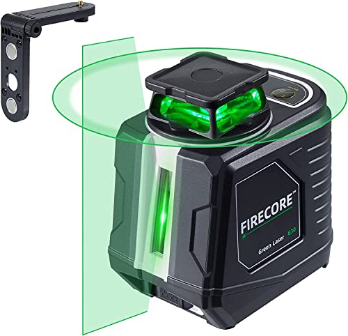 Firecore Kreuzlinienlaser, 360° selbstnivellierender Linienlaser mit horizontalen und vertikalen Linien, grüner Laser zum Aufhängen von Bildern, mit Magnethalter, 4 AA-Batterien＆Tragetasche – G30 von FIRECORE